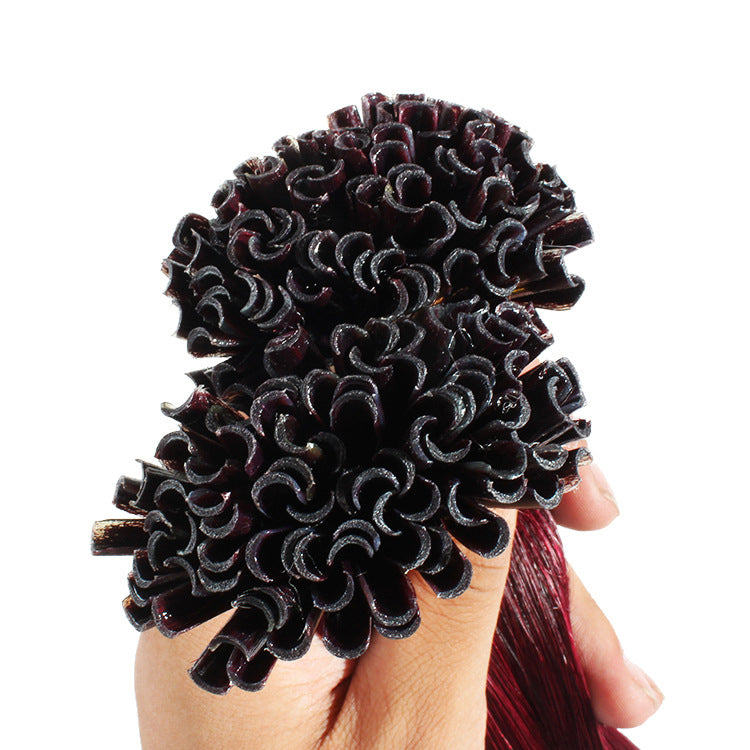 U Tip Hair Extensions Remy Natural Straight 99J Pure Color Nail Keratin Hair Pre Bonded Keratin Capsules Fusion Human Hair 50pcs/Set