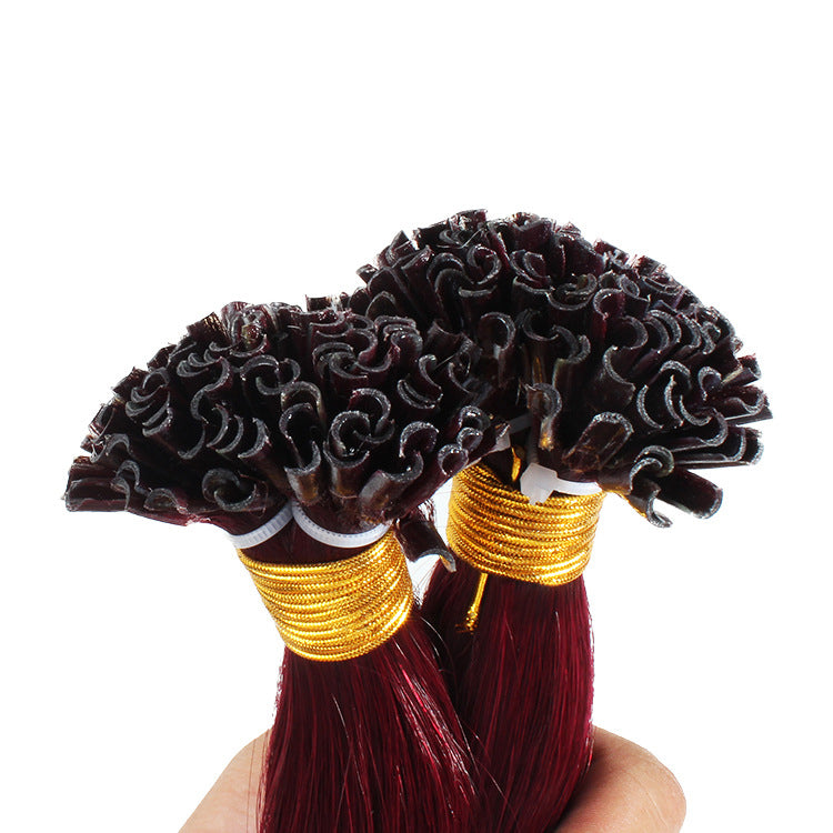 U Tip Hair Extensions Remy Natural Straight 99J Pure Color Nail Keratin Hair Pre Bonded Keratin Capsules Fusion Human Hair 50pcs/Set