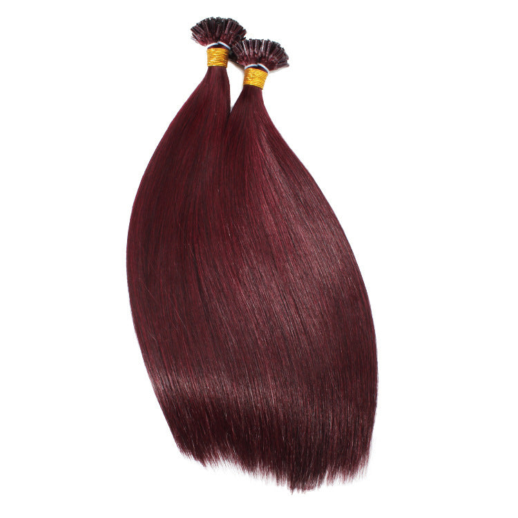 U Tip Hair Extensions Remy Natural Straight 99J Pure Color Nail Keratin Hair Pre Bonded Keratin Capsules Fusion Human Hair 50pcs/Set
