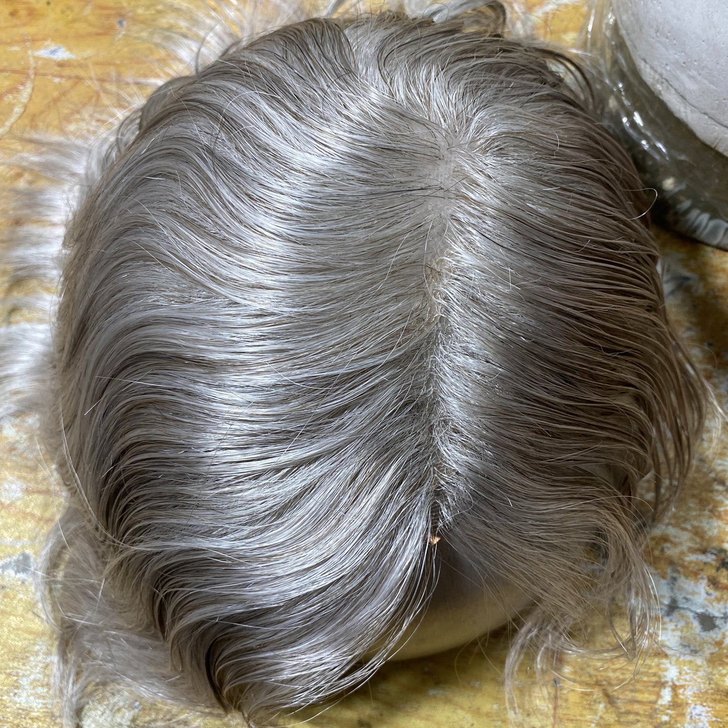 customize toupee for men side part human hair system grey hair piece