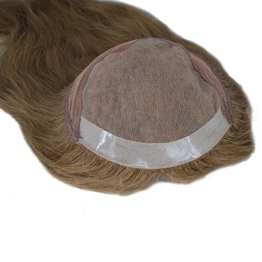 straight human hair topper for women silk top with machine lace women topper wig suncolor hair