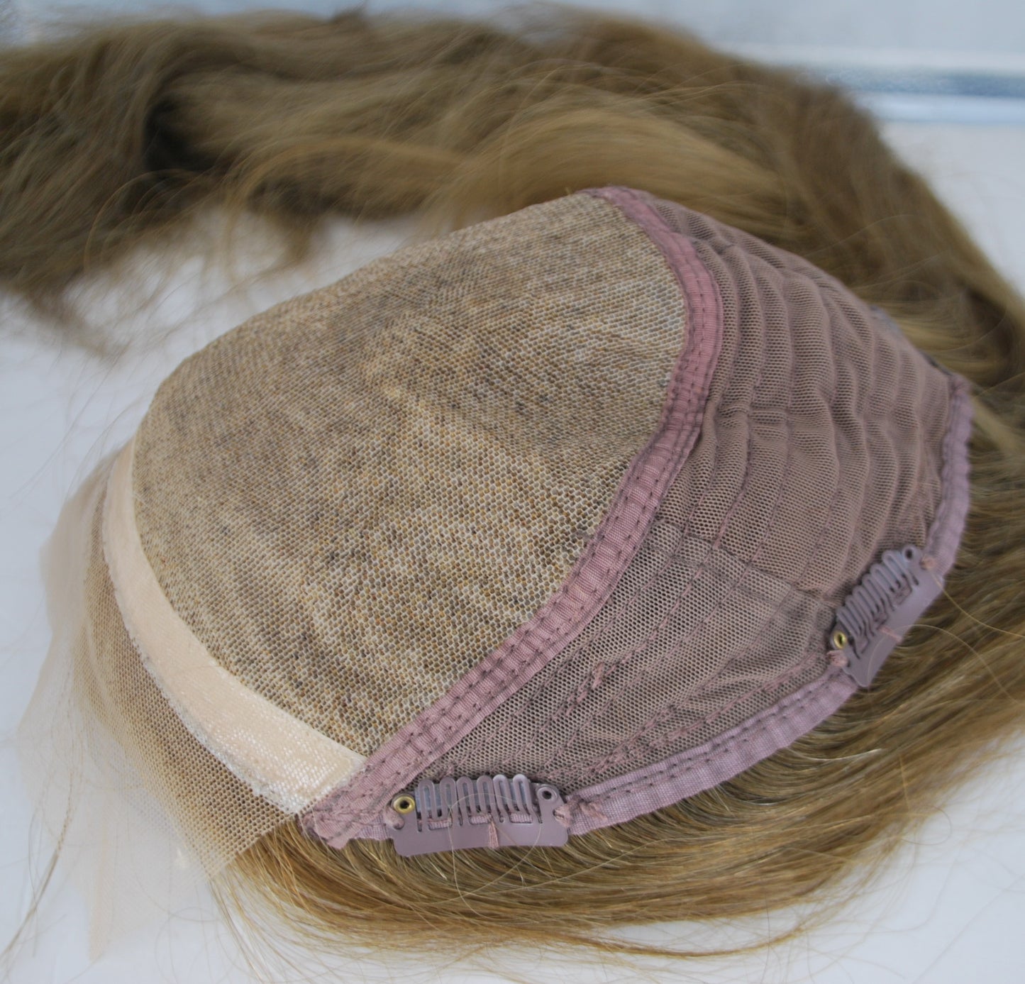 straight human hair topper for women silk top with machine lace women topper wig suncolor hair