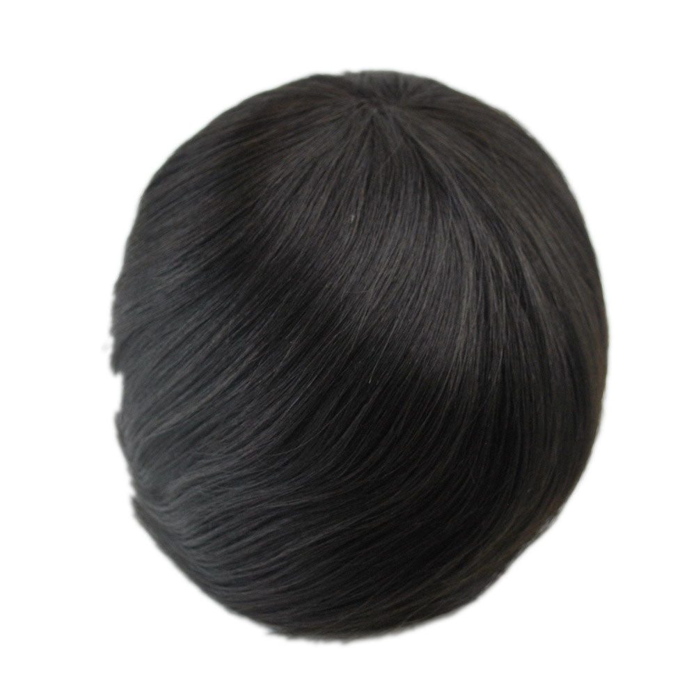 Stock human hair toupee natural black color all Swisslace knots bleached hair system for men