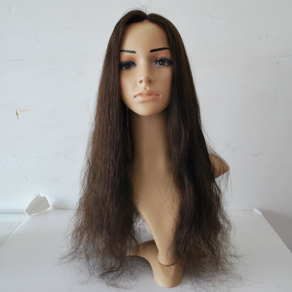 Customized silk base topper for women straight natural black color 100% human hair women wig