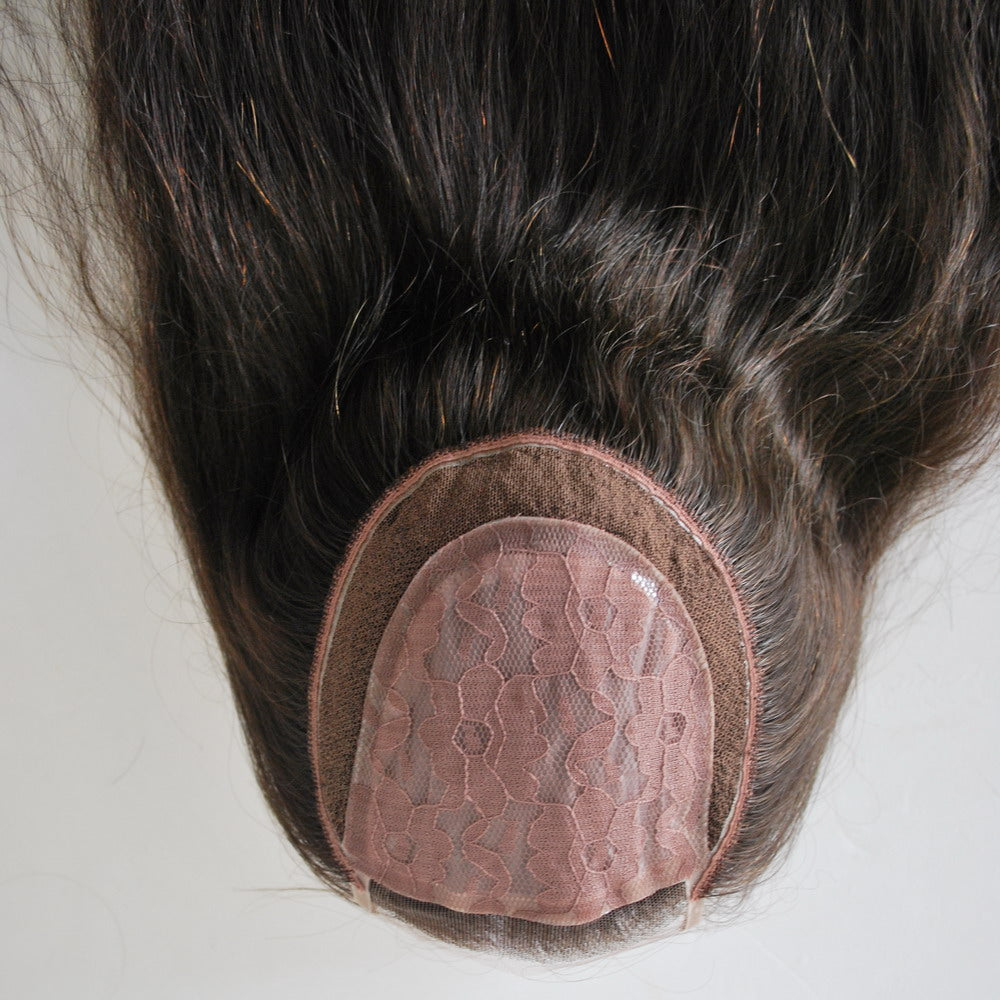 Customized silk base topper for women straight natural black color 100% human hair women wig