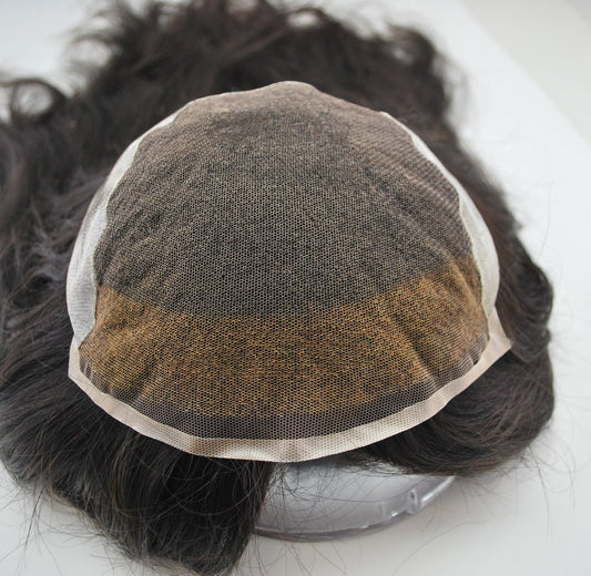 black topper for women 100% human hair French lace with PU back and sides suncolor hair