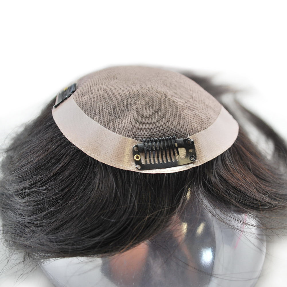 customizd topper mono with pu around topper for women 100% human hair women wig