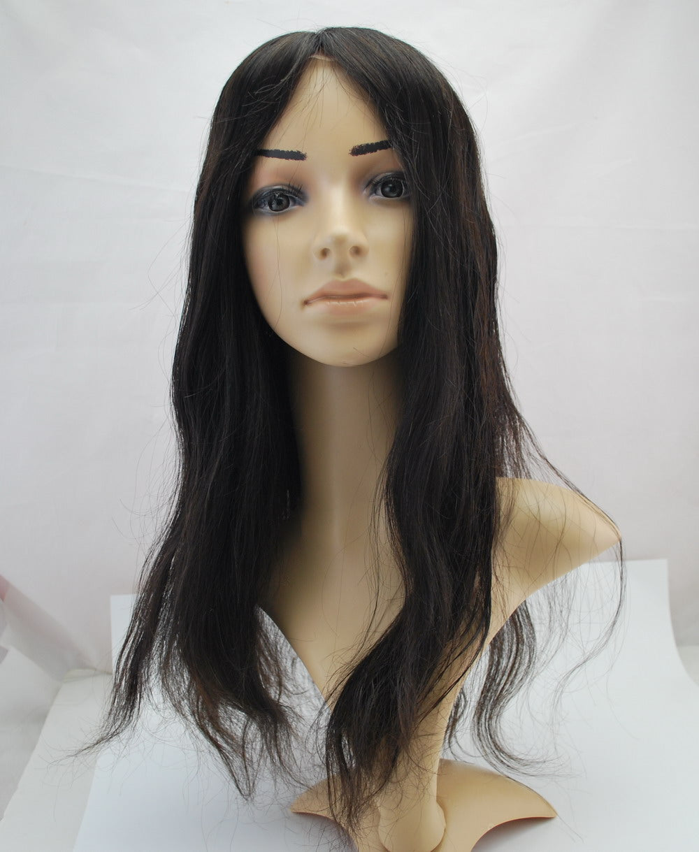 black topper for women 100% human hair French lace with PU back and sides suncolor hair