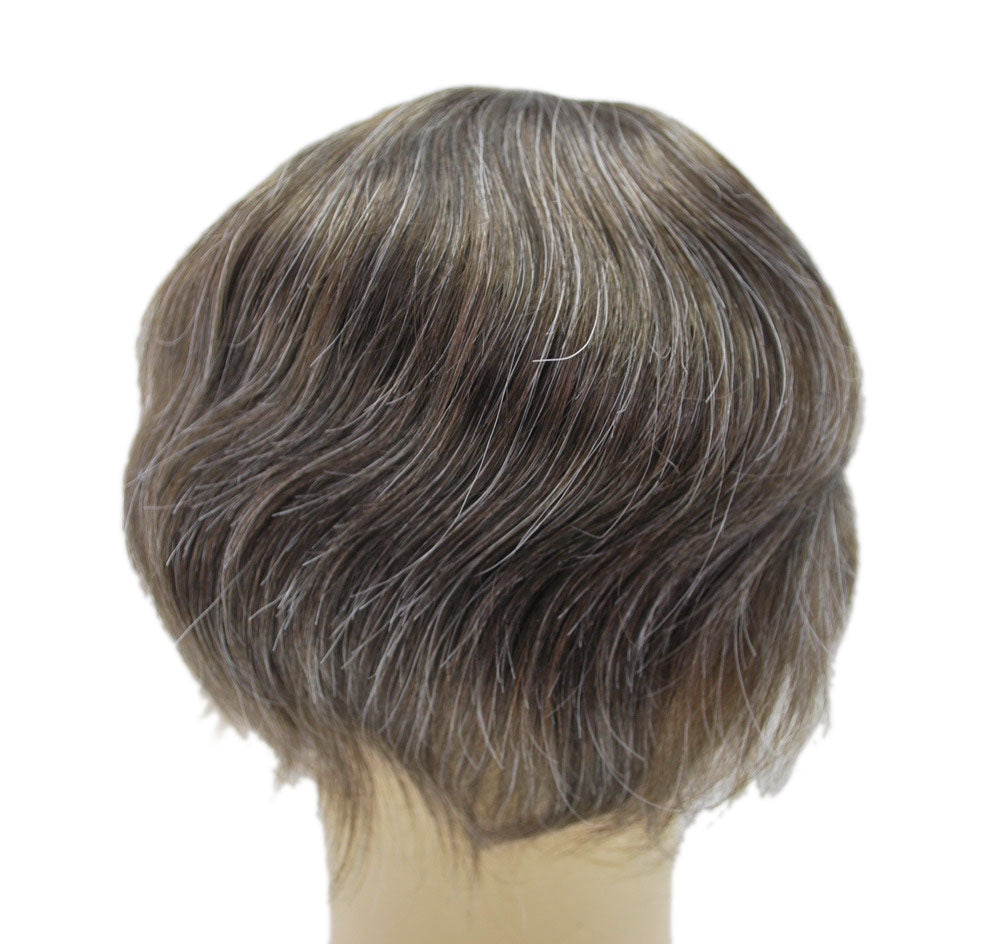 Swiss lace with PU Back and Sides Ash Brown #320 Toupee Grey Mixed Durable Lace Hair System