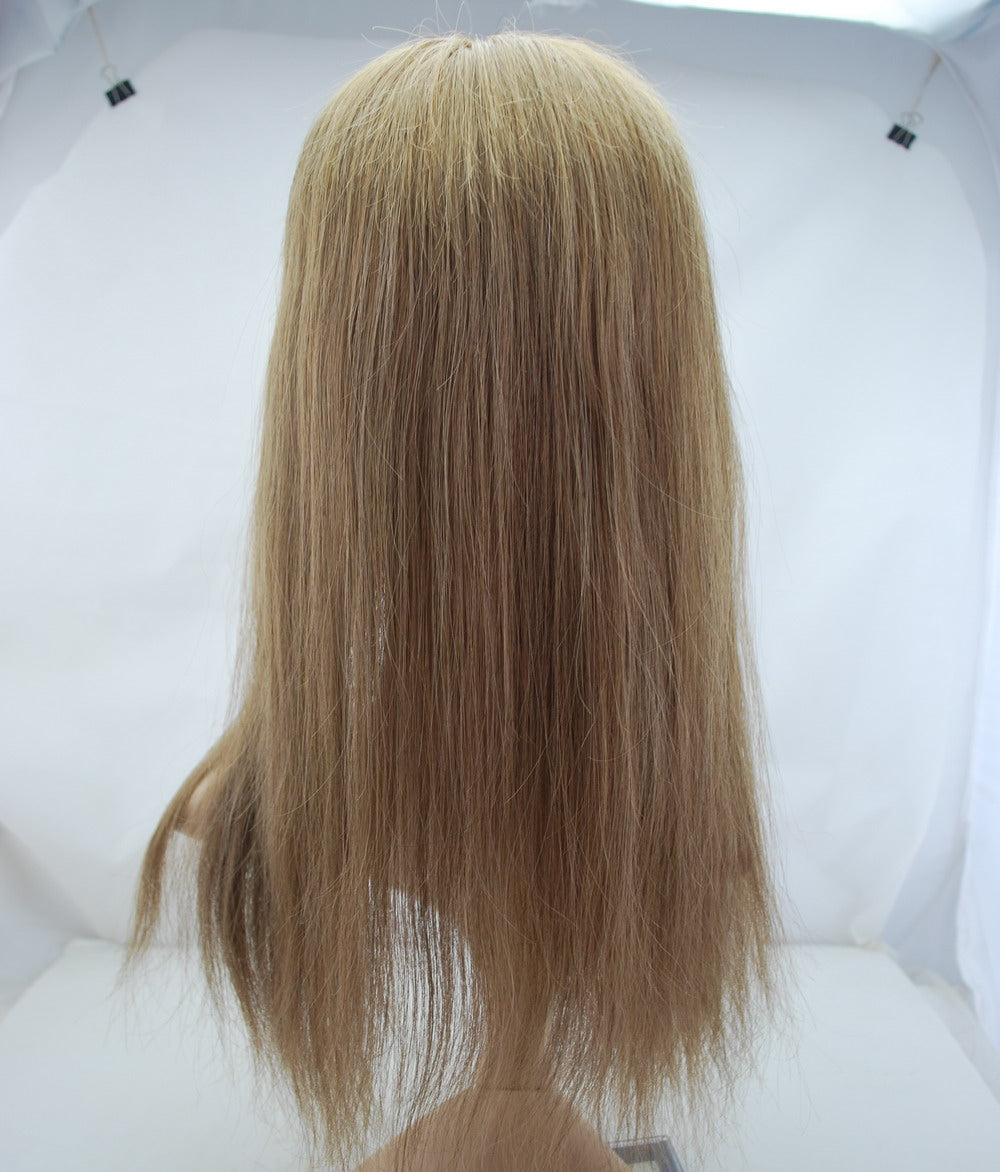customized topper for women mono and 1/4" integration with PU around women wig