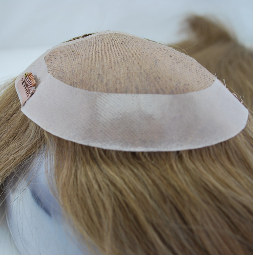 customized topper for women mono and 1/4" integration with PU around women wig