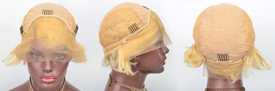 613 Blonde Short Pixie Cut Wig Human Hair Fumi Curly Human Hair 13x4 Part Lace Wigs For Women Ombre Color Loose Curly Wig