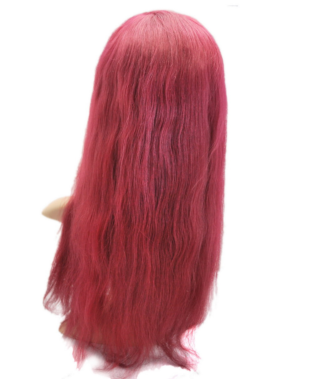 Red human hair topper for women welded mono with ribbon around wig for women