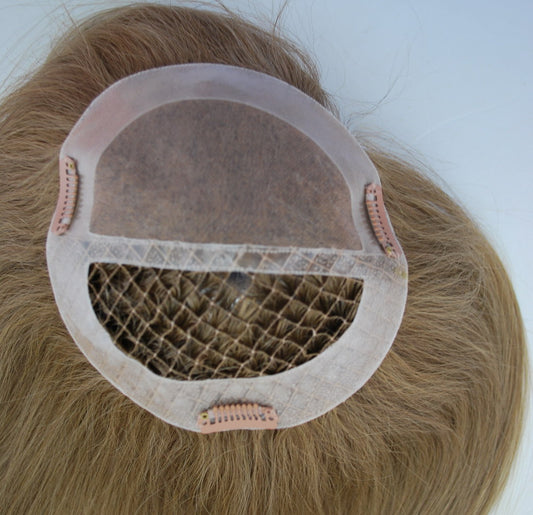 customized topper for women mono and 1/4" integration with PU around women wig