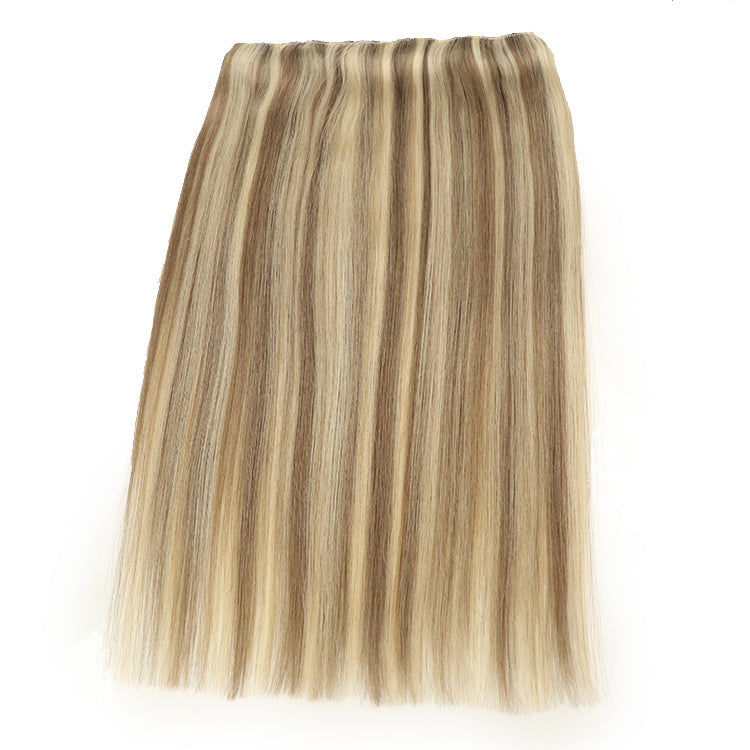 Fish Line Human Hair Extensions Invisible Wire Highlight Ombre