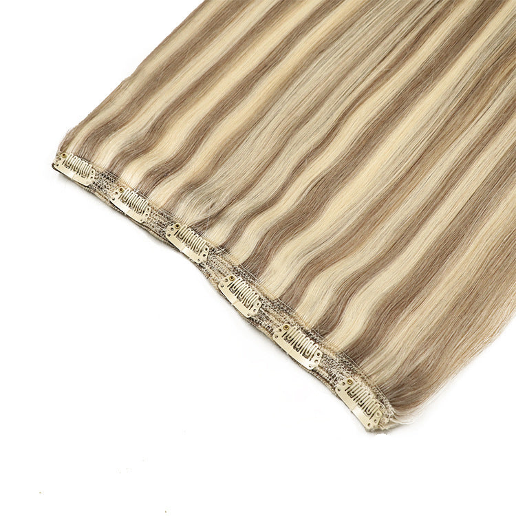 Fish Line Human Hair Extensions Invisible Wire Highlight Ombre