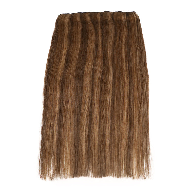 Fish Line Human Hair Extensions Invisible Wire Highlight Ombre