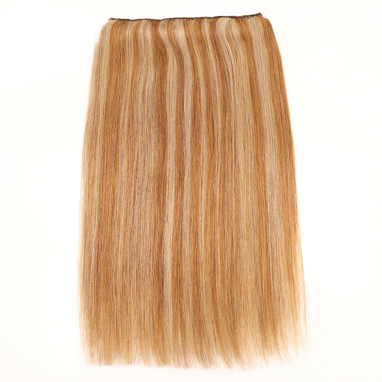 Fish Line Human Hair Extensions Invisible Wire Highlight Ombre