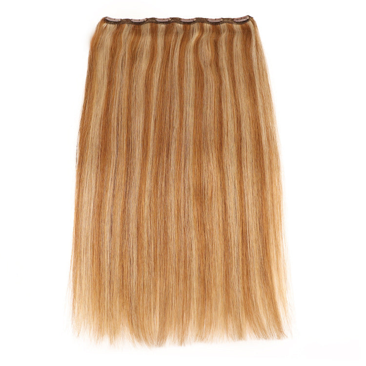 Fish Line Human Hair Extensions Invisible Wire Highlight Ombre