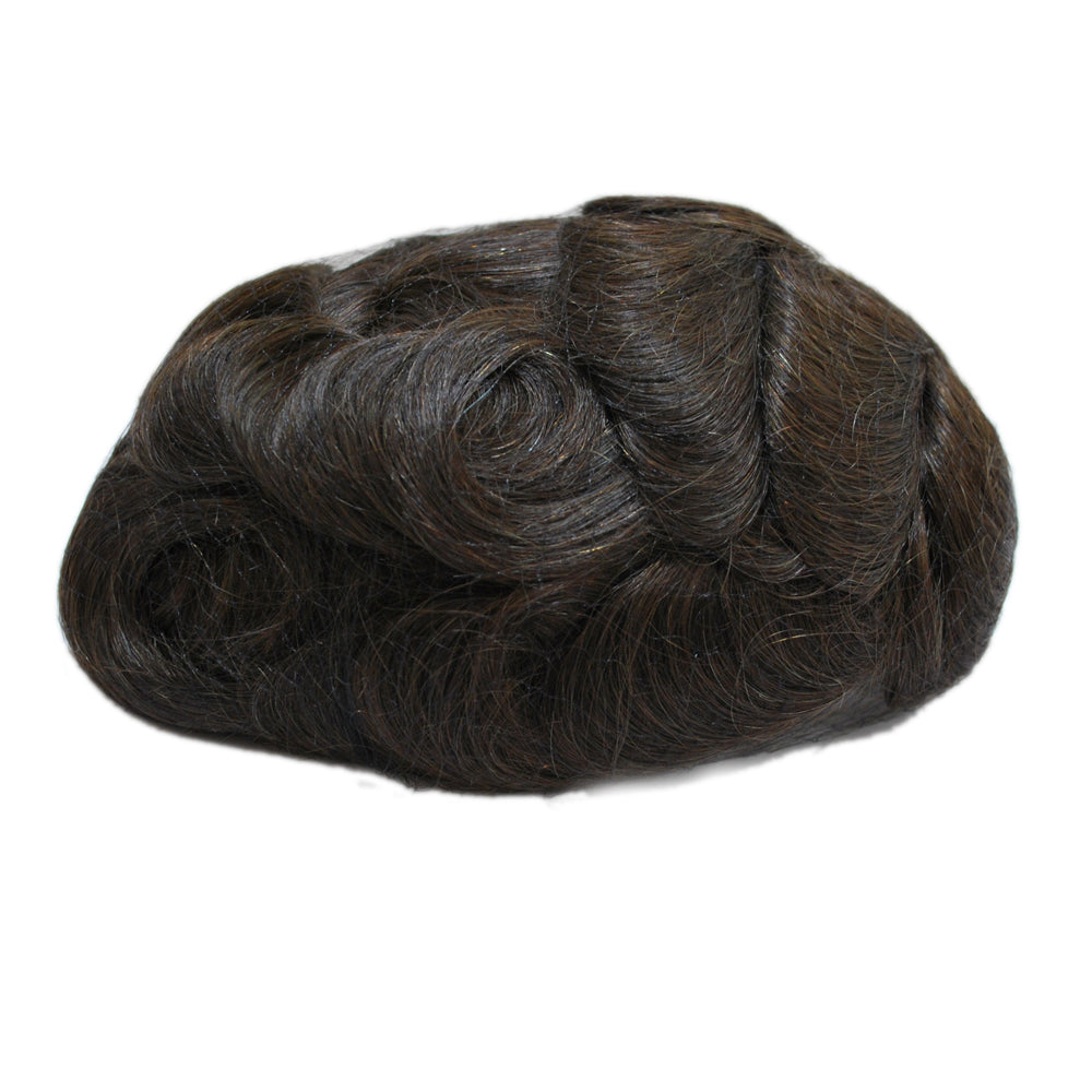 Men Toupee Human Hair Replacement Systems Hairpieces Men's Wig Lace PU Base Breathable Q6 Dark Brown Men's Capillary Prothesis