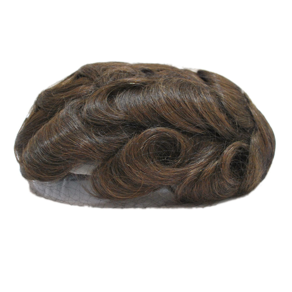 Ash Brown Mens Toupee Q6 Base Hairpiece Natural Hair System 9x7" toupee for men Replacements French Lace With PU Back And Side