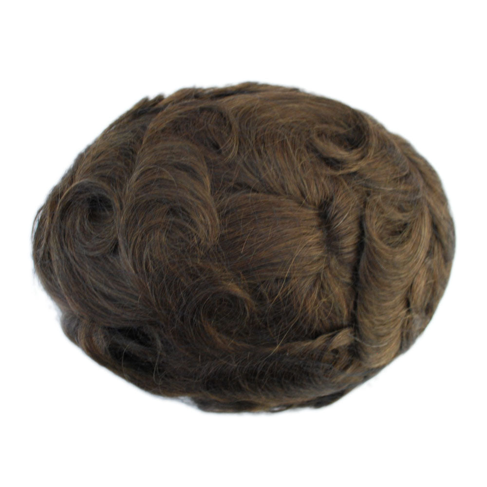 Ash Brown Mens Toupee Q6 Base Hairpiece Natural Hair System 9x7" toupee for men Replacements French Lace With PU Back And Side