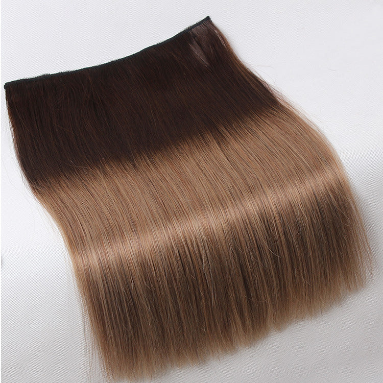Fish Line Human Hair Extensions Invisible Wire Highlight Ombre