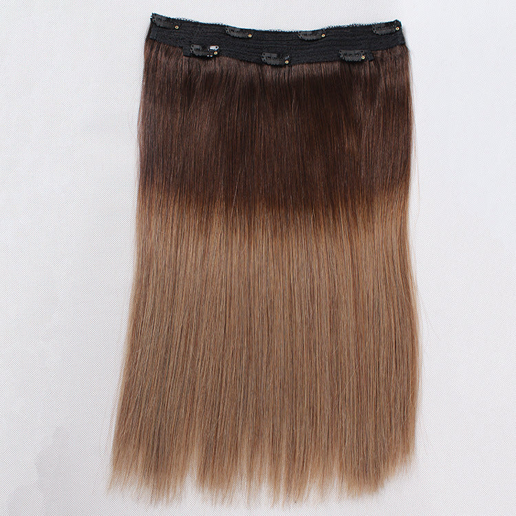 Fish Line Human Hair Extensions Invisible Wire Highlight Ombre