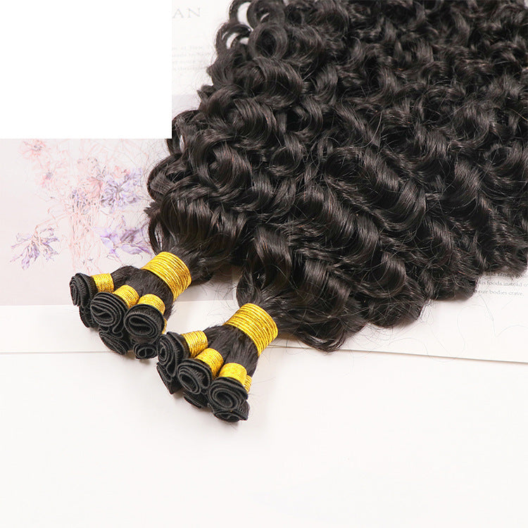 Deep Curly Hand Tied Weft 100% Human Hair Seamless Invisible Extension