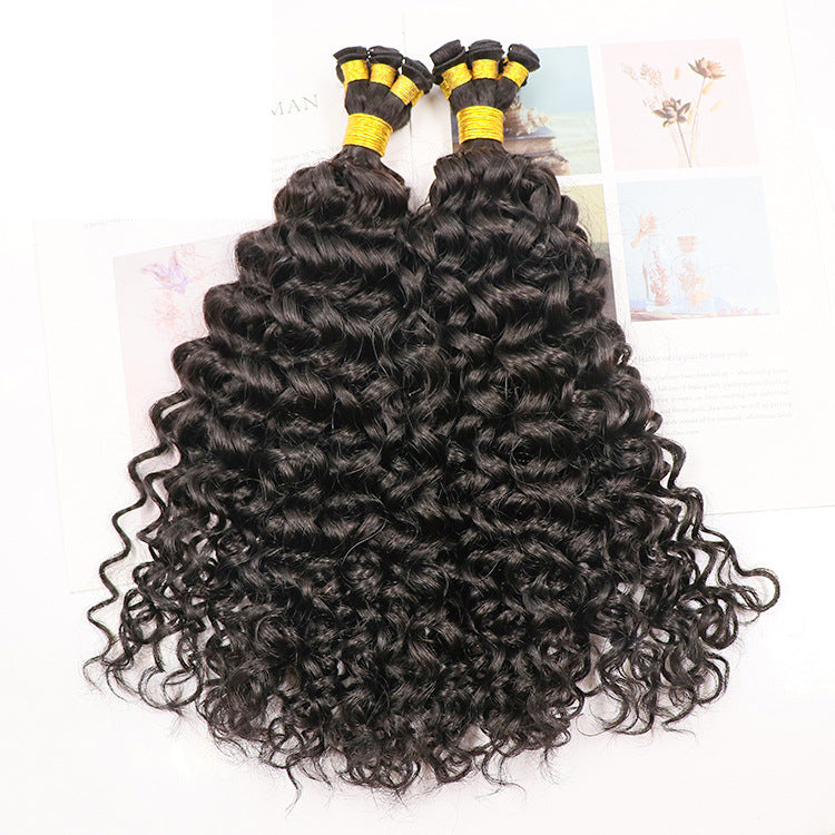 Deep Curly Hand Tied Weft 100% Human Hair Seamless Invisible Extension