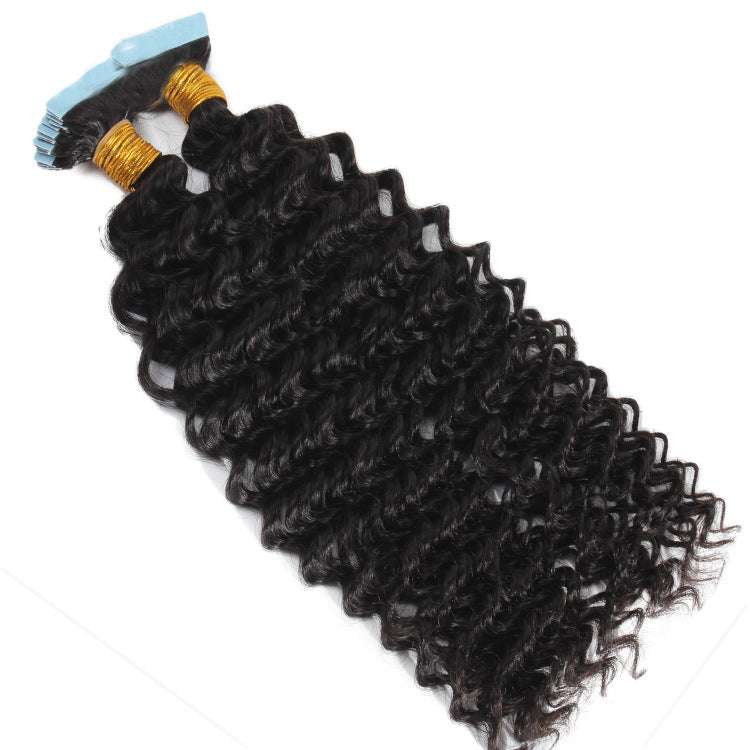 Tape in hair Extensions Human hair Deep Wave Machine Remy European Natural Seamless Skin Weft 12"-28" 40pcs