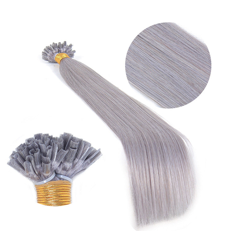 Nail U Tip Hair Extensions Grey Straight Machine Made Remy Human Pre-bonded Hair Extensions Fusion Nails Keratin Capsules