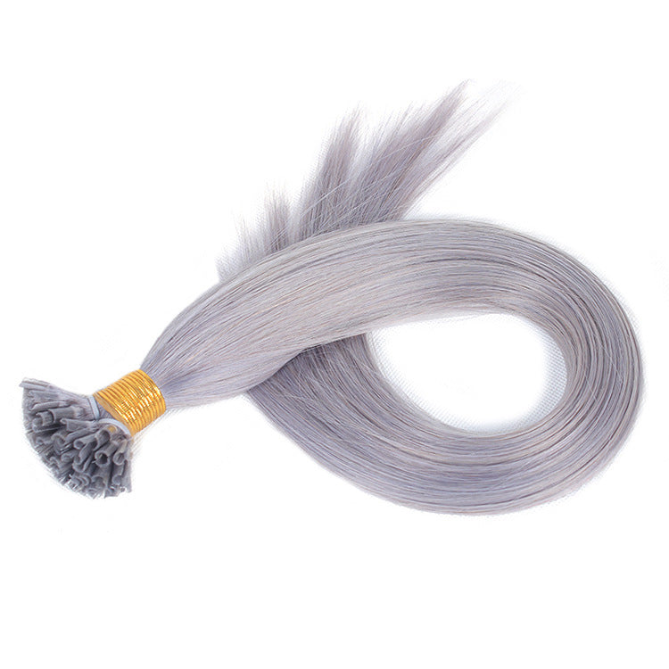 Nail U Tip Hair Extensions Grey Straight Machine Made Remy Human Pre-bonded Hair Extensions Fusion Nails Keratin Capsules