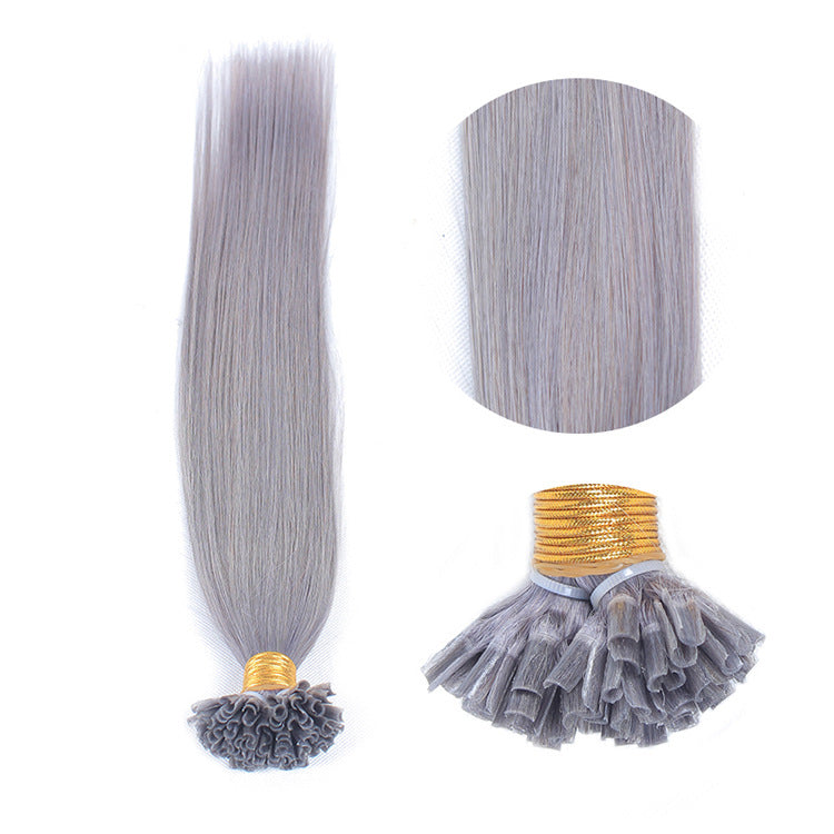 Nail U Tip Hair Extensions Grey Straight Machine Made Remy Human Pre-bonded Hair Extensions Fusion Nails Keratin Capsules