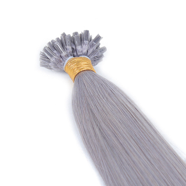 Nail U Tip Hair Extensions Grey Straight Machine Made Remy Human Pre-bonded Hair Extensions Fusion Nails Keratin Capsules