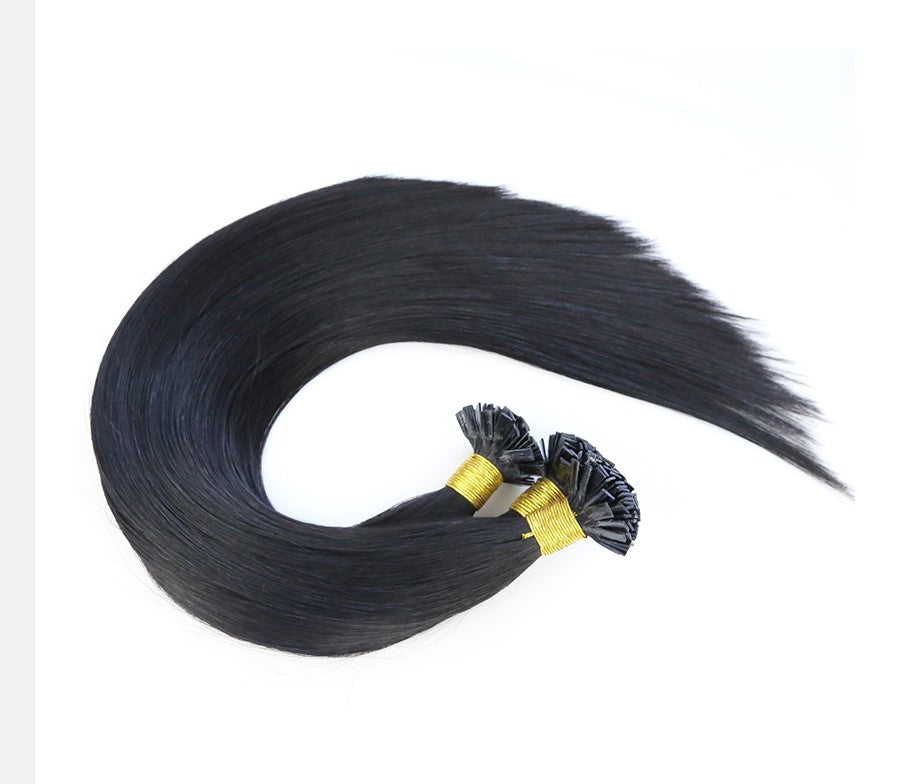 Flat Tip Hair Extensions Human Hair Fushion Remy Hair 18" 100 Strands/Pack Natural Straight Black Hair Extensions Invisible