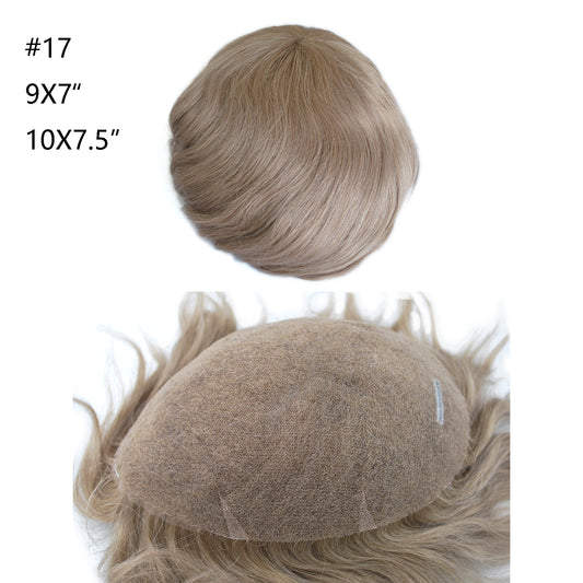 light blonde human hair piece for men #17  full french lace hair system natural hairline toupee for men wig