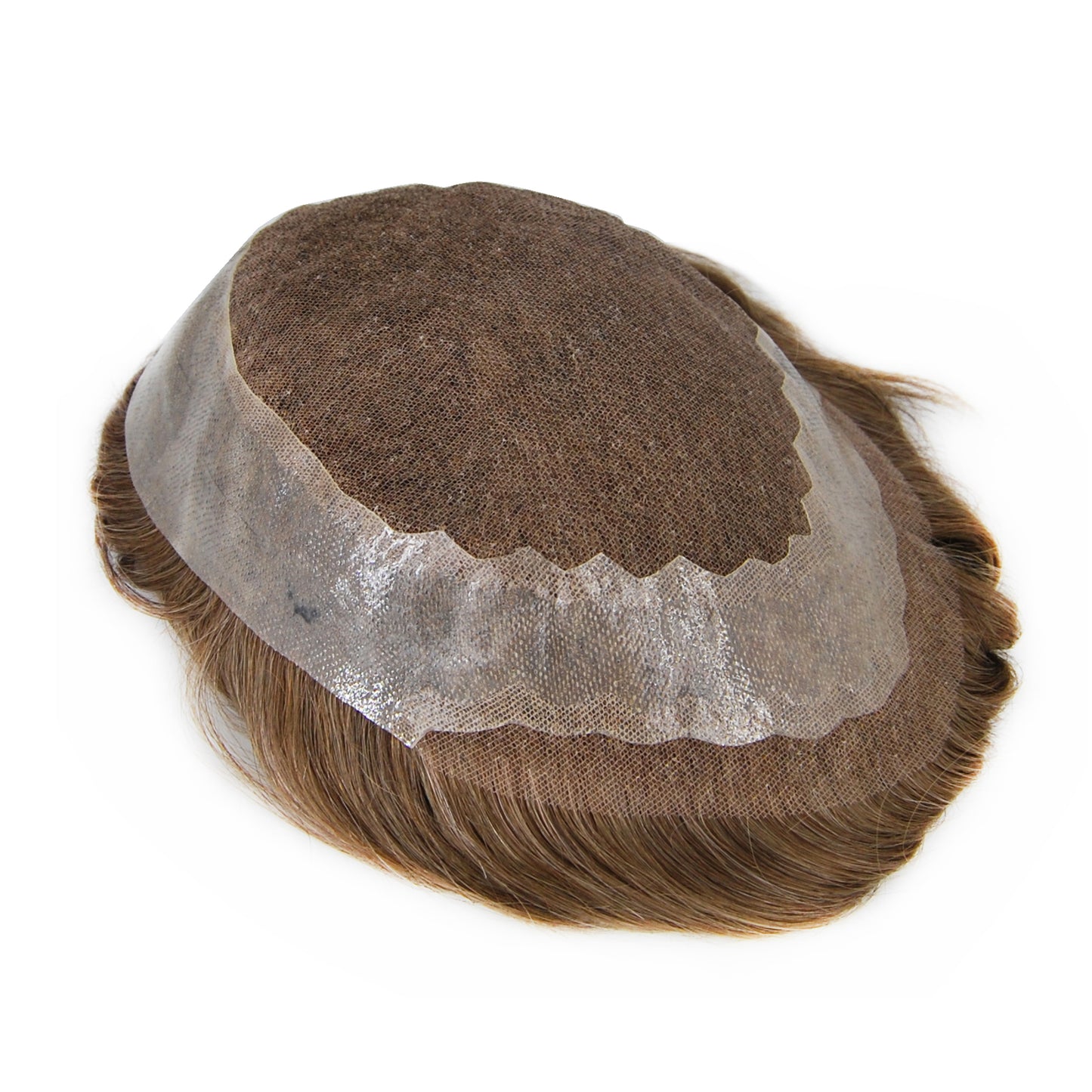 All Swiss Lace Light Brown #710 Toupee With Grey Hair Hair System For Men Lace With PU Hair Replacement