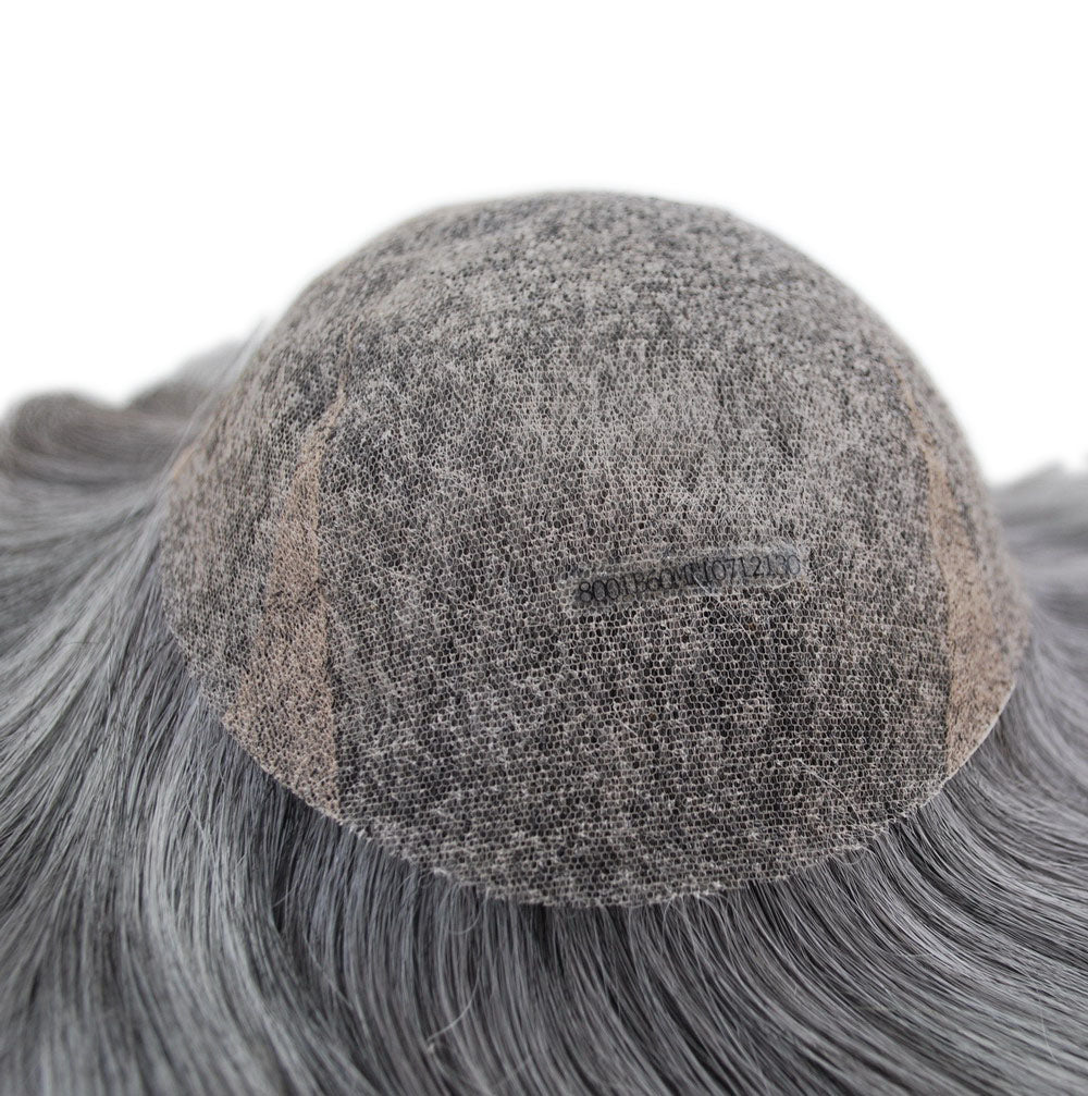 1B60 Natural Black with Grey Human Hair Toupee Men Wig Hair System Hair Patch For Men