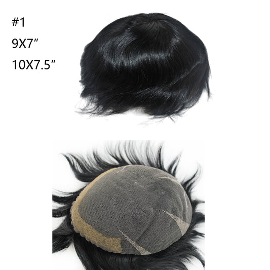 #1 Jet black men hairpiece Swiss lace natural hairline high quality toupee mens hair system