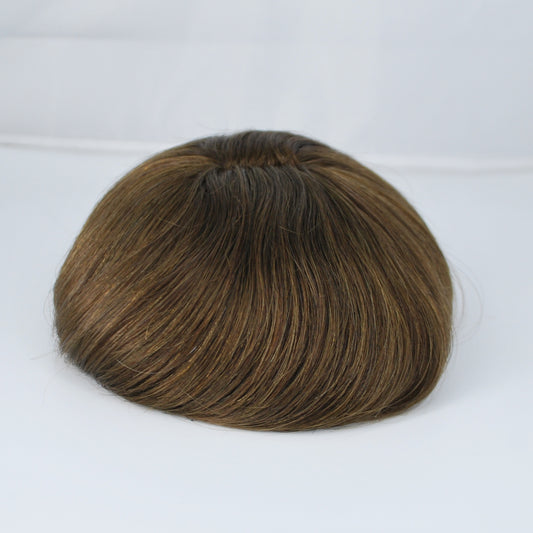 Clearance toupee wig for men lace front French lace with PU around #4 medium brown 9x6.25"