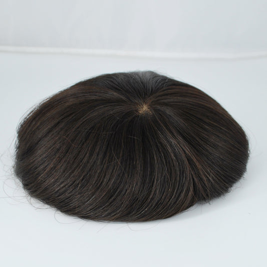 Clearance  Natural Black hair system for men all French lace with PU around 7x6.5" hair system for men