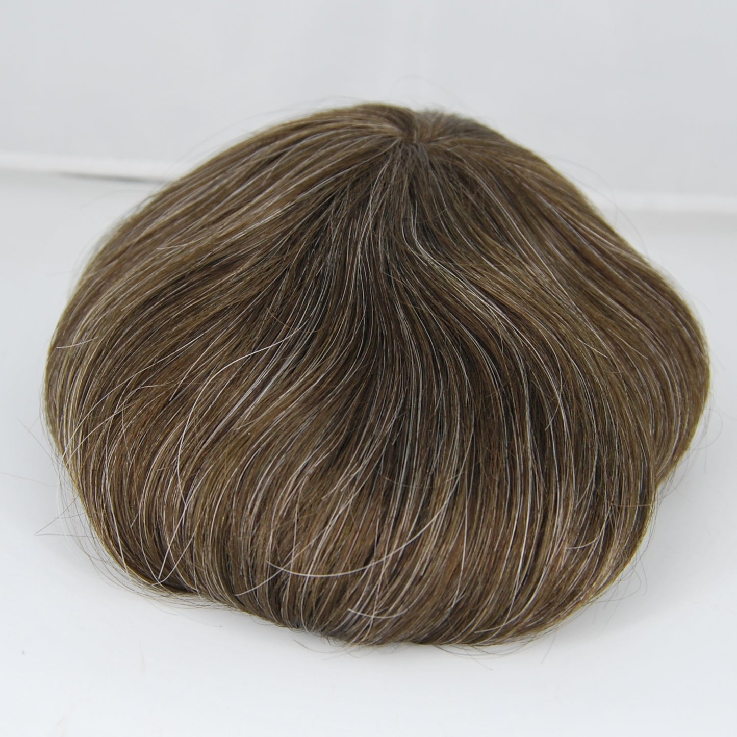 Clearance toupee dark brown mixed 20% grey hair piece for men all french lace durable breathable hair system