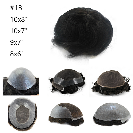 natural black toupee for men natural human hair system undetecable front