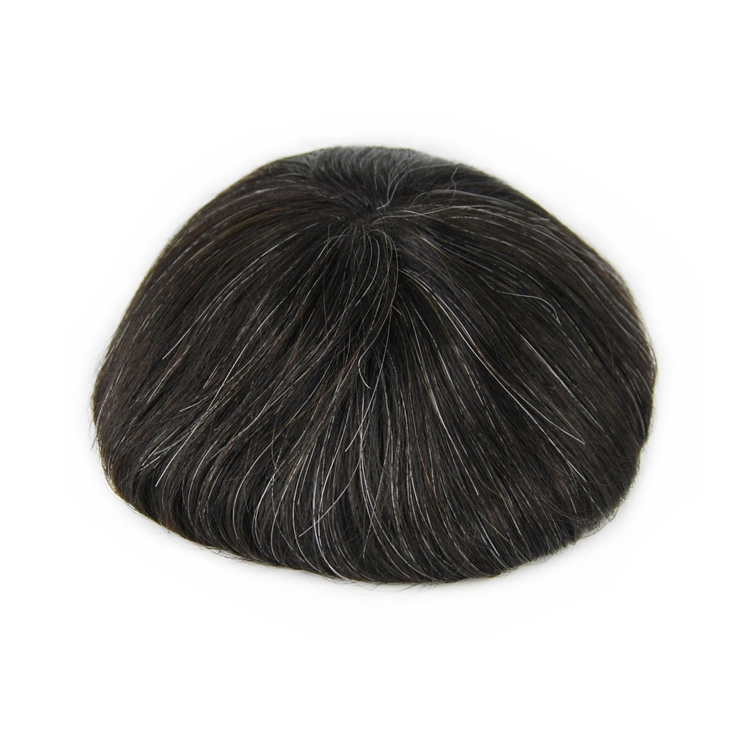 #1B10 Full Swiss Lace hair system natural black color with 10% grey hair prosthesis for men