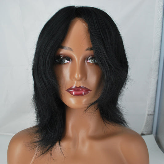 Clearance wig for women #1 jet black full wig French lace with PU back and sides heavy density 14x11"