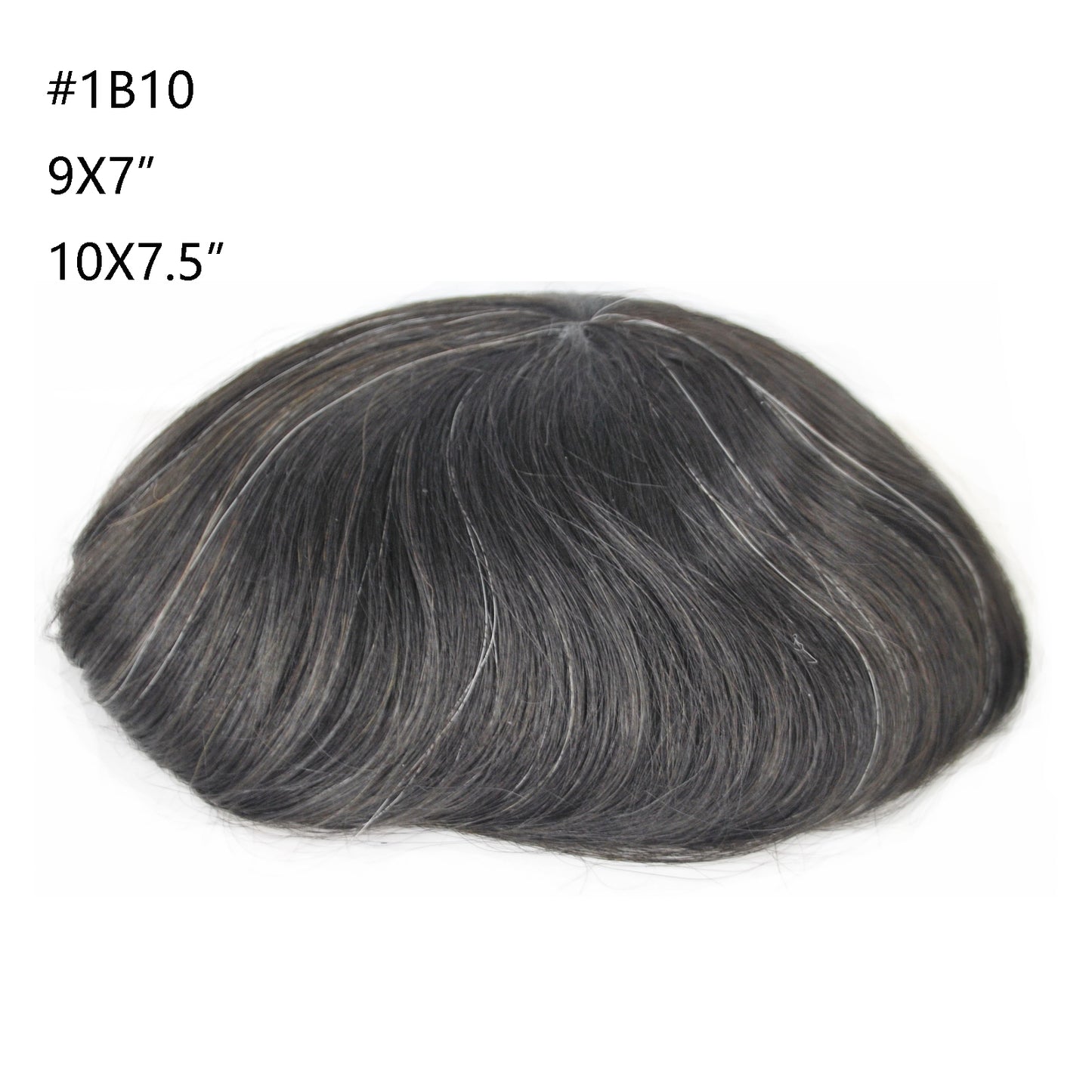 Full Swiss Lace hair system natural black color with 10% grey hair prosthesis for men