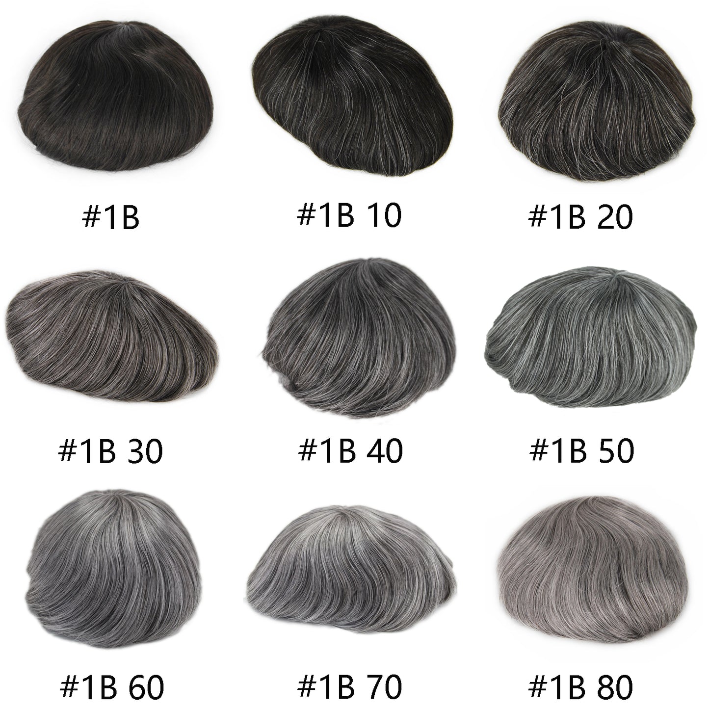 stock men toupee wig natural black color mixed grey color  #1B 10-80%human hair system for men