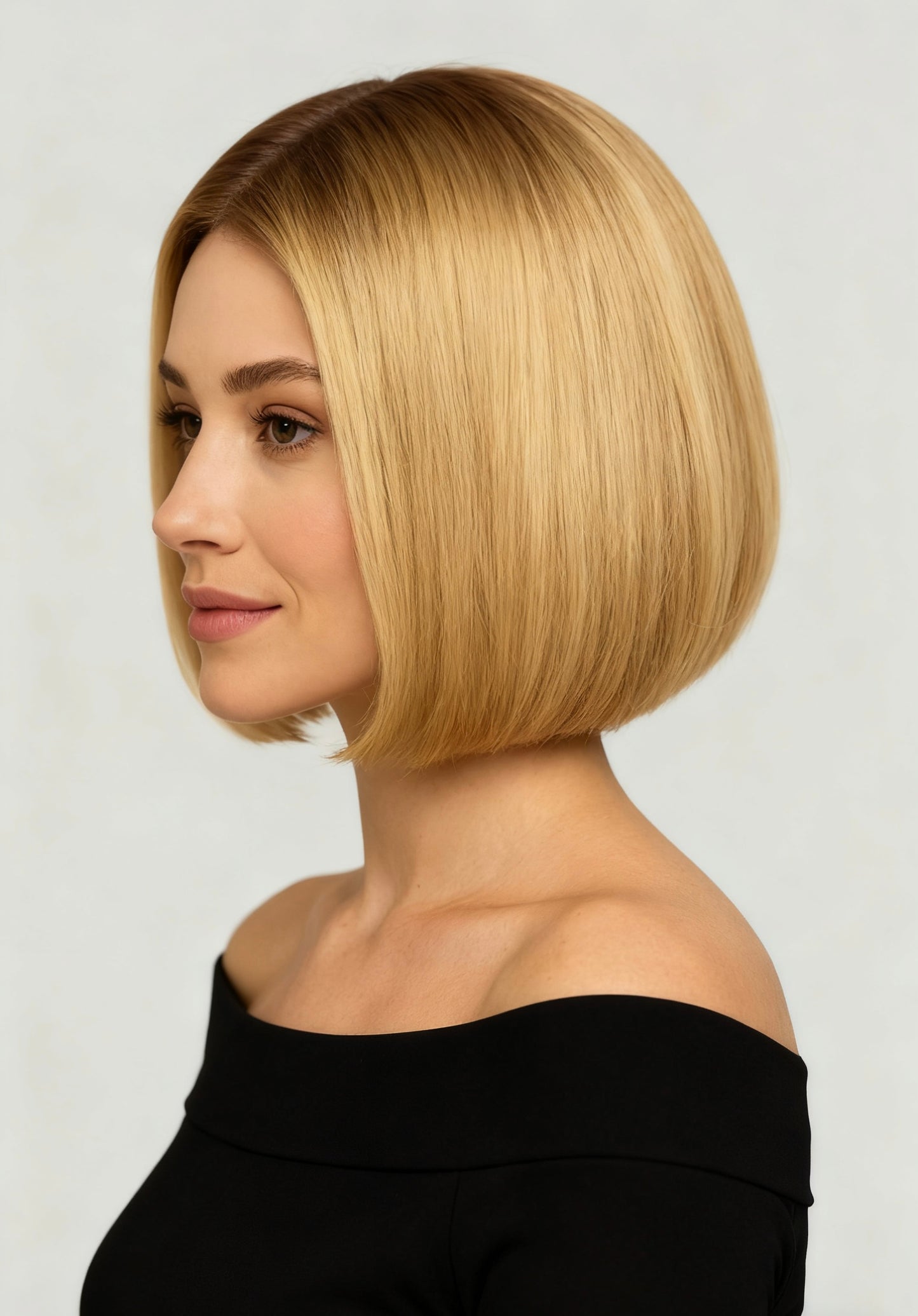 Synthetic Straight Bob Wig – Mono Top, Short Layered Cut (Blonde)