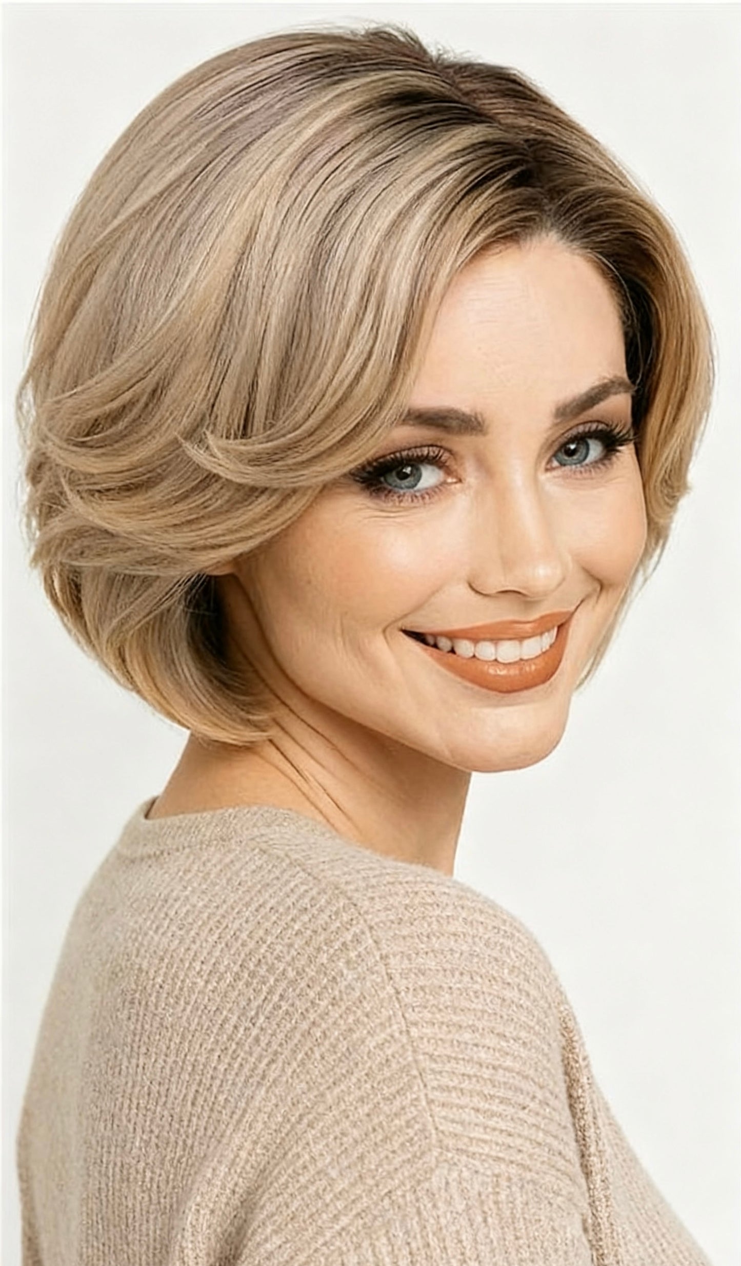 Mono Top Wig Heat Resistance Fiber Fashion Wig for Daily Use